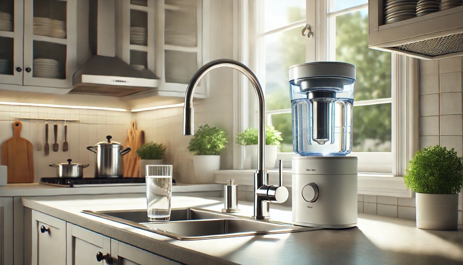 キッチンに設置された浄水器.