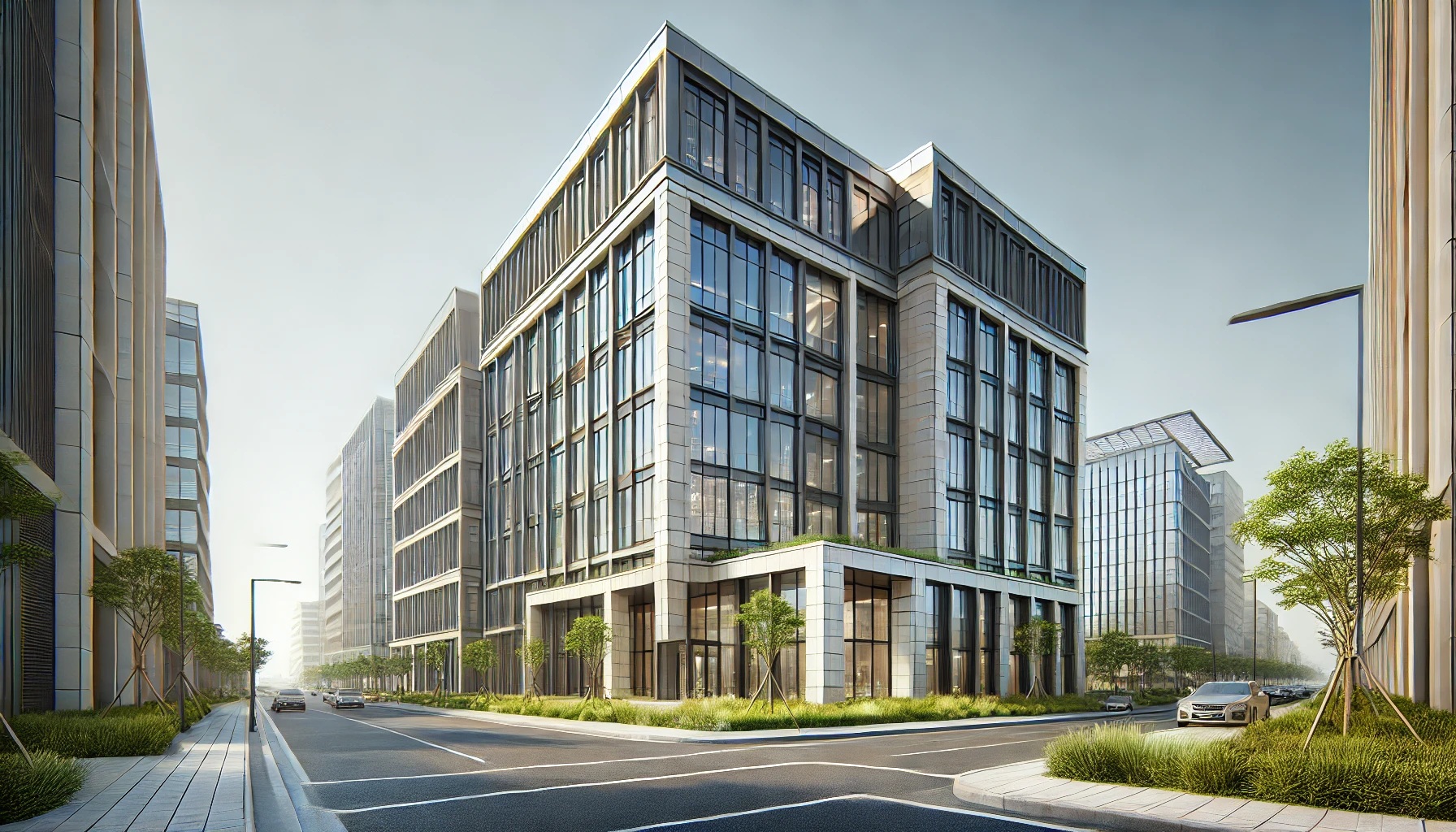 企業が入っている都会のオフィスビル