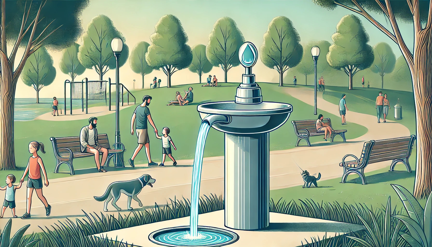 公園の水飲み場の風景