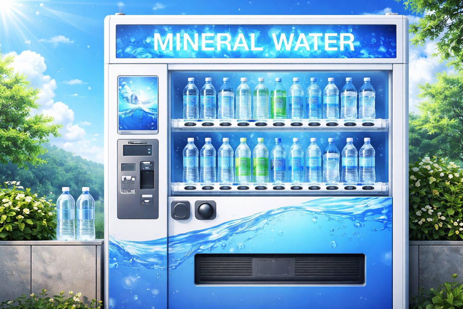 水、ミネラルウォーターの自動販売機