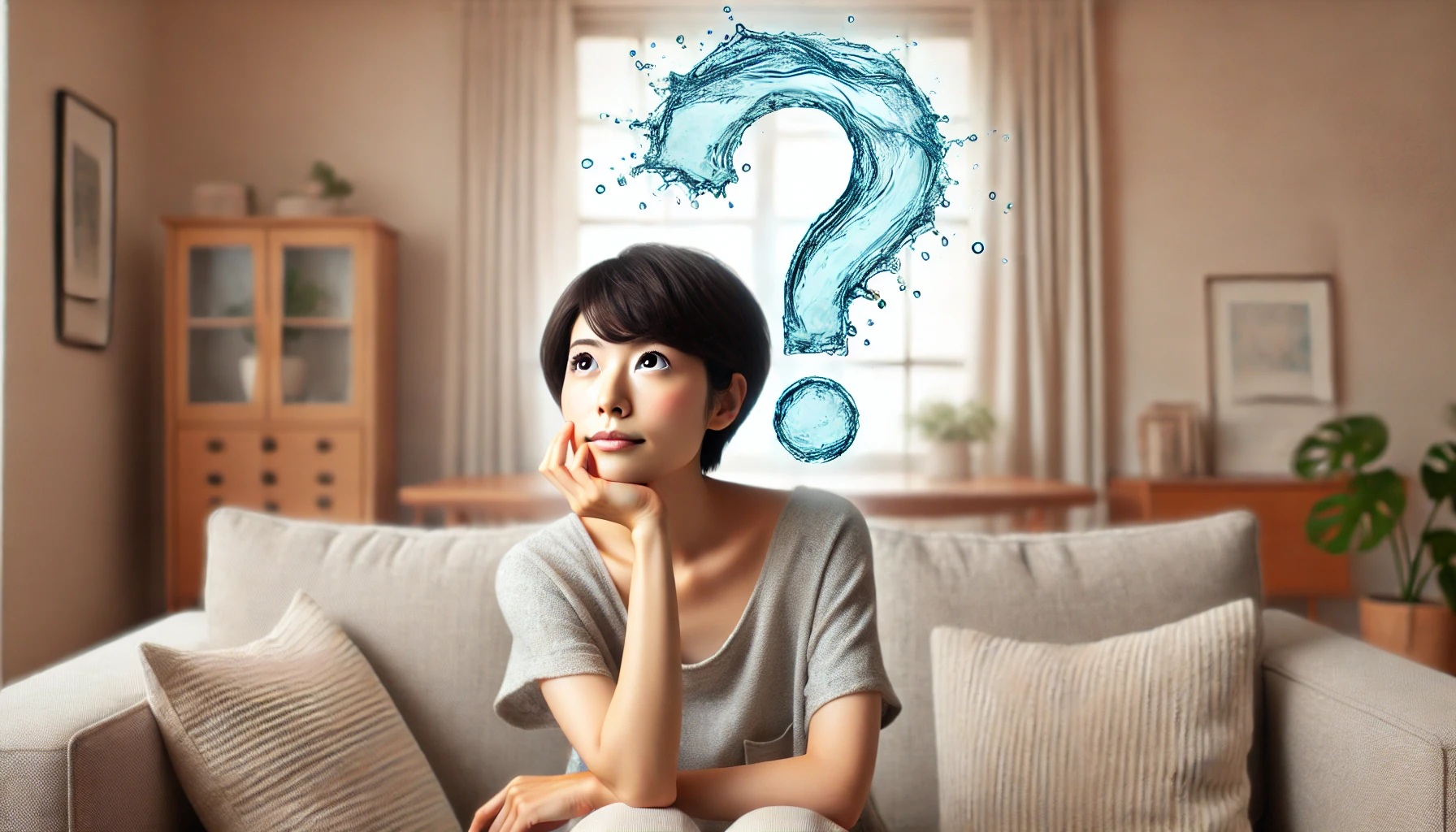 考え事、何か疑問についてハテナ？と思っている女性