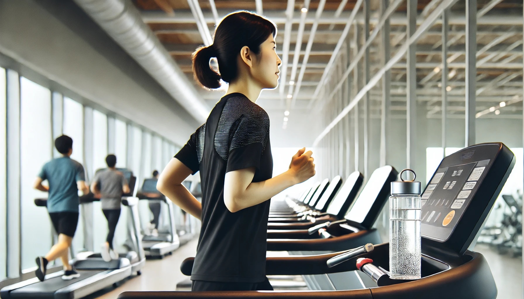 ジムで運動をする女性